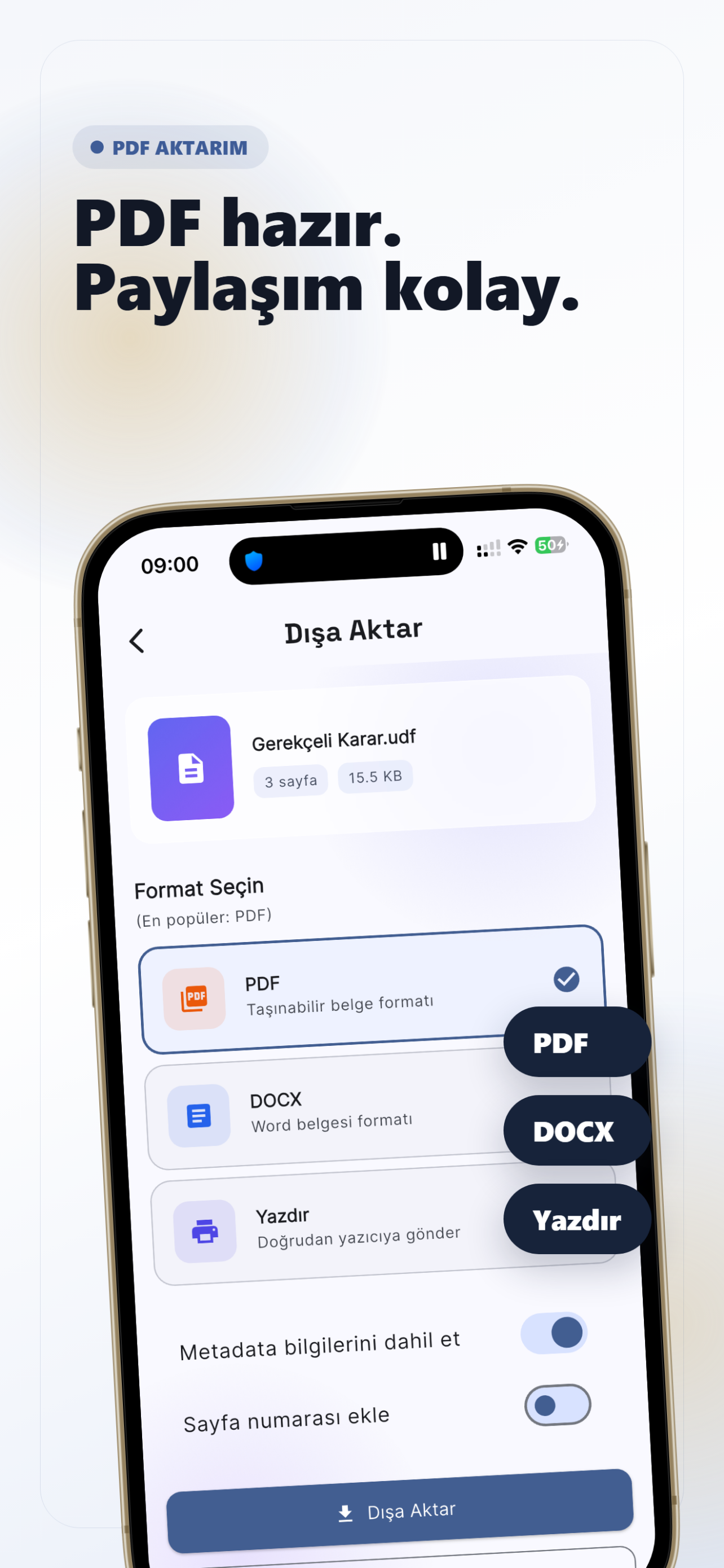 PDF dışa aktarma
