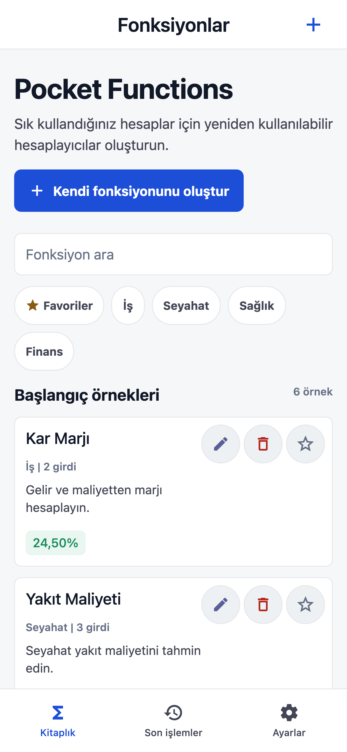 Pocket Functions ana ekran